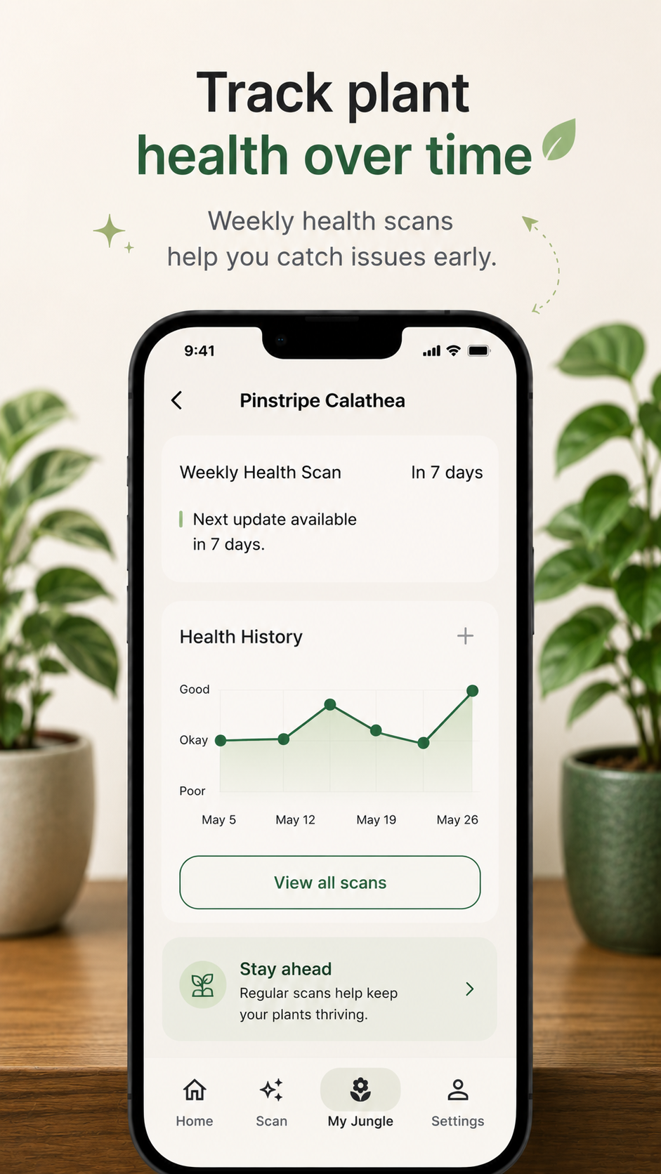 Greenao plant health tracking screen